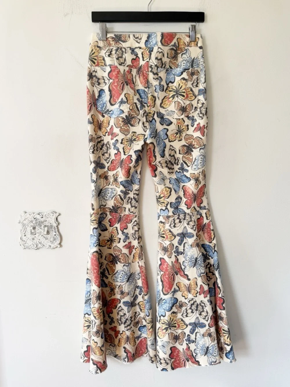 NWT Free People Just Float On Butterfly Print Flare Jeans 28 Boho Festival - Picture 9 of 11
